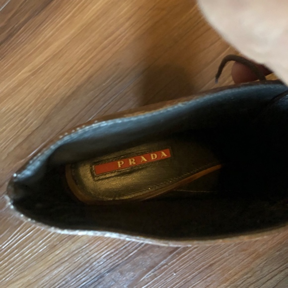 Tan Leather Prada Ankle Booties sz 39.5 - Picture 4 of 6